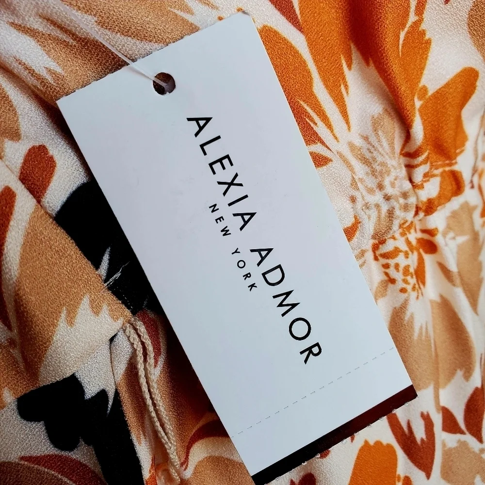 ALEXIA ADMOR | Iris Dolman Sleeve Faux-Wrap Dress in Beige Floral sz 3X